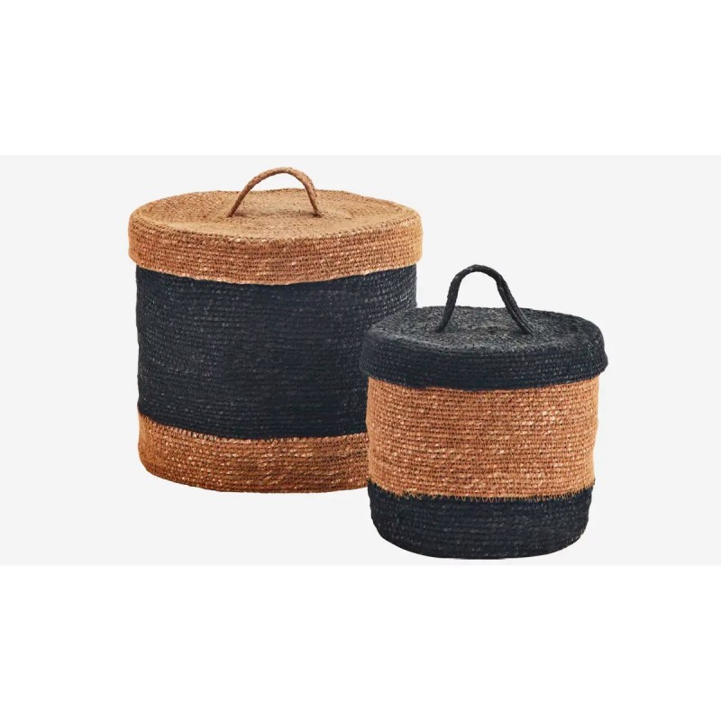 GRASS BASKET SET BLACK BURNT ORANGE 20